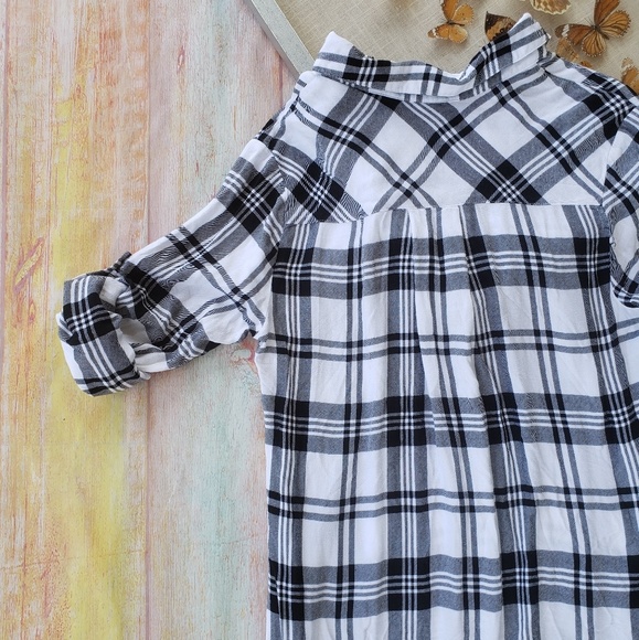 Bella Dahl Rayon Plaid Duster Maxi Shirt Dress L - Picture 6 of 7